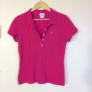 Lacoste 100% Cotton Deep Vee Button Down Polo Tee